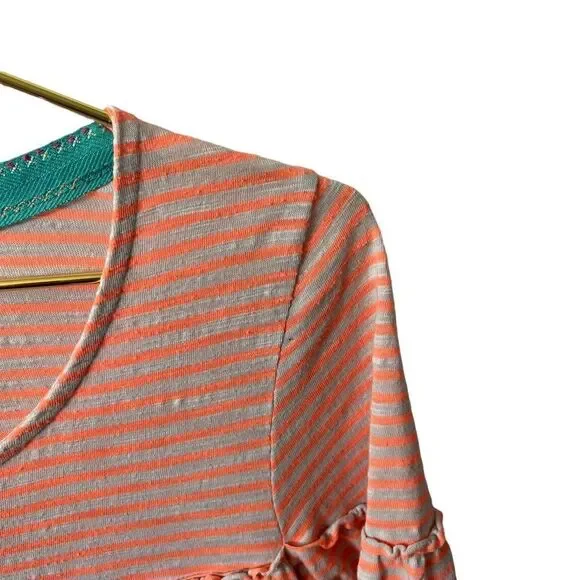 Anthropologie Postmark Striped Tiered Tee Size MED - Picture 3 of 6